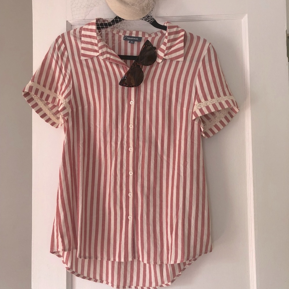 ModCloth Pink Striped Button Down NWT